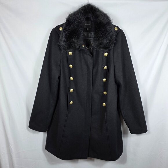 Lane Bryant Black Double Breasted Wool Blend Coat Women's Size 14/16 - Picture 1 of 13
